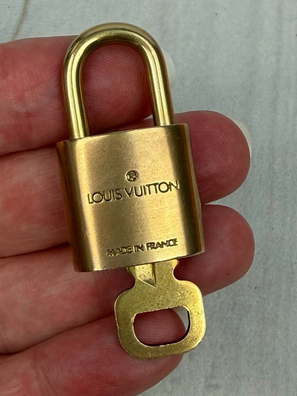 Louis Vuitton Authentic LV Brass Lock and Key #302 Bag Charm Necklace Pendant